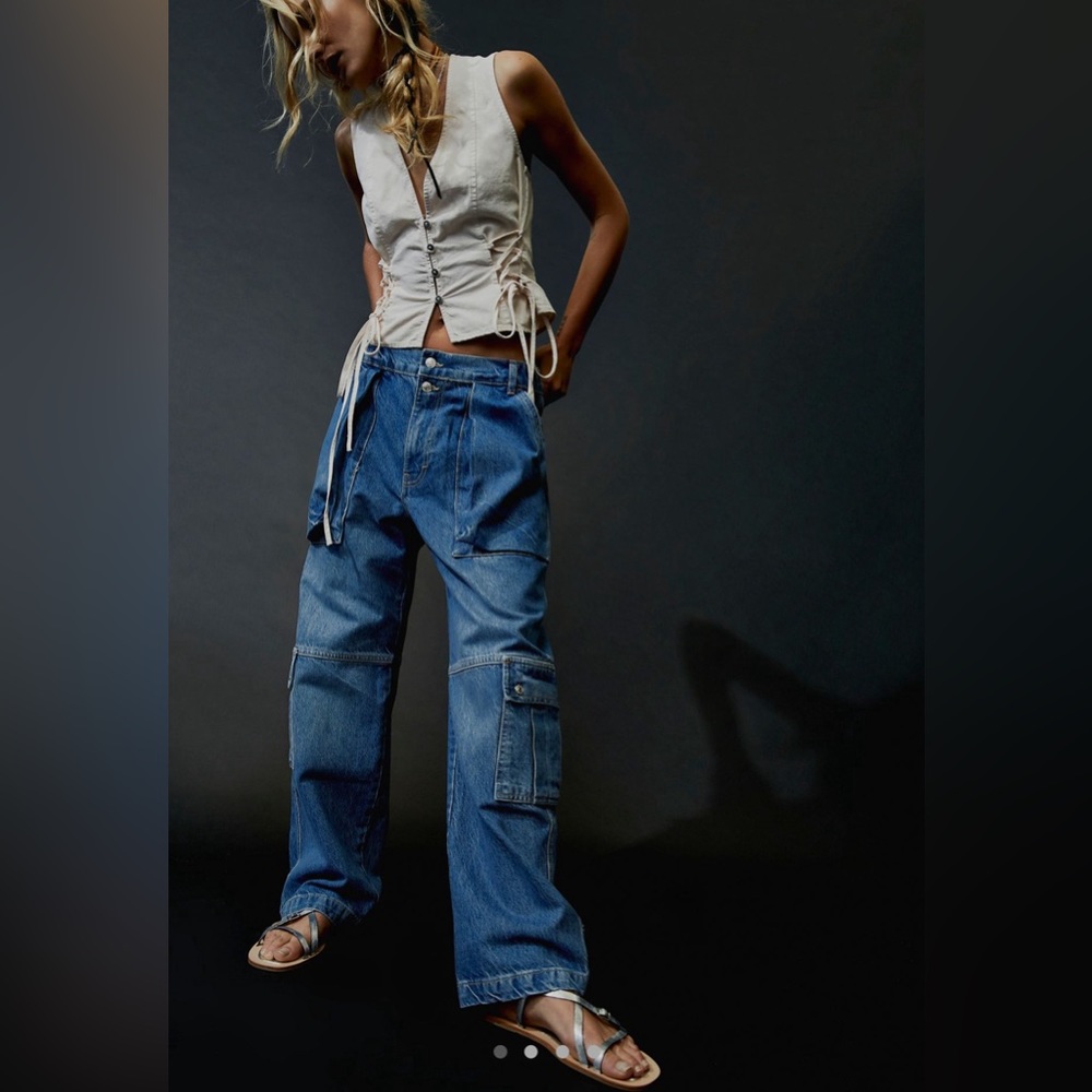 Free people We are the free Marx slouchy cargo pants, blue bell color